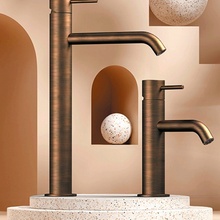 Remer X-Style X12BR Для раковины Бронза масляная Смеситель 14,6x5x17,9 см, для раковины, Италия - фото 1 - фото 2