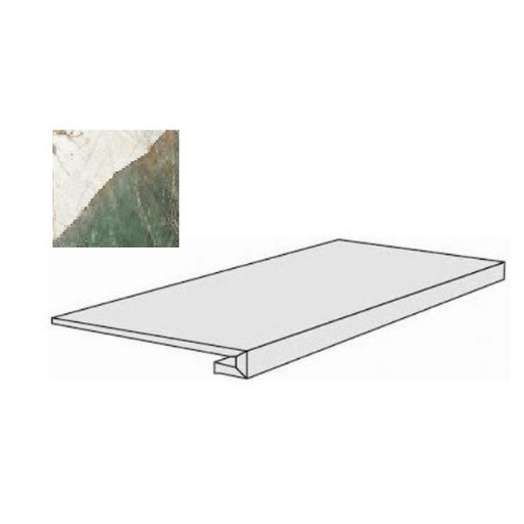 Rex Ceramiche (Florim) Heritage Luxe 775684 Aqua Glossy Gradino Ступень 33x120 см, Италия, под мрамор - фото 1