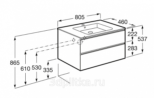 Тумба под раковину roca the gap 80 см белый глянец 857551806