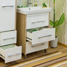 Sanflor Ларго С0002107 Швейцарский вяз / Белый  60 Тумба для раковины 44x55,8x85 см, Россия - фото 1 - фото 2