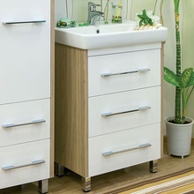 Sanflor Ларго С0002107 Швейцарский вяз / Белый  60 Тумба для раковины 44x55,8x85 см, Россия - фото 1 - фото 1