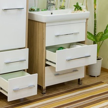 Sanflor Ларго С0002108 Швейцарский вяз / Белый  70 Тумба для раковины 44x64,8x85 см, Россия - фото 1 - фото 2