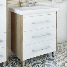 Sanflor Ларго С0002112 Швейцарский вяз / Белый  80 Тумба для раковины 44x74,8x85 см, Россия - фото 1 - фото 1