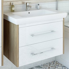 Sanflor Ларго С0002123 Швейцарский вяз / Белый  80 Тумба для раковины 44x74,8x51,8 см, Россия - фото 1 - фото 1