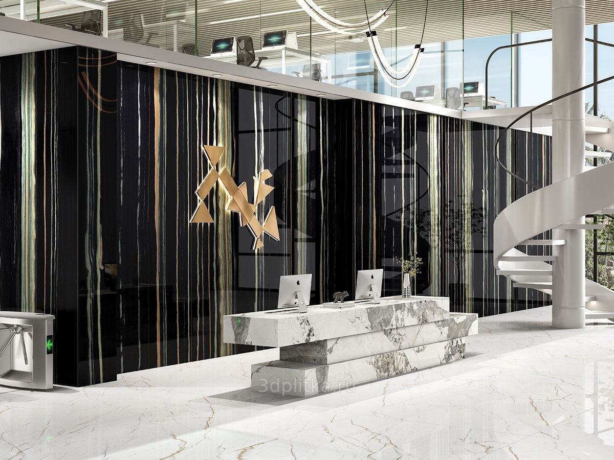 Simpolo Black Bamboo 120x278 см, керамогранит, Индия, под оникс - фото интерьера 1