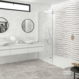 Stn Ceramica Albury 33,3x100, для ванной, керамика, стиль: классика, цвет: бежевый, Испания, под камень , глянцевая - фото интерьера 1 - фото 1