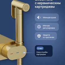 Stworki Вестерос S26155GM Матовое золото Смеситель с гигиеническим душем для душа, Россия - фото 1 - фото 3