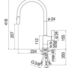 Teknobili Flag FL96137CR Для кухни Хром Смеситель 22,4x5x41,8 см, для кухонной мойки, Италия - фото 1 - фото 2