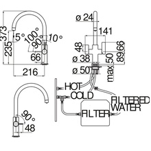 Teknobili Flag FL96824/3VCR Для кухни Хром Смеситель 21,6x5x37,3 см, для кухонной мойки, Италия - фото 1 - фото 2