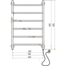 Полотенцесушитель электрический пэк 6 80х50 скрытое подключение тругор