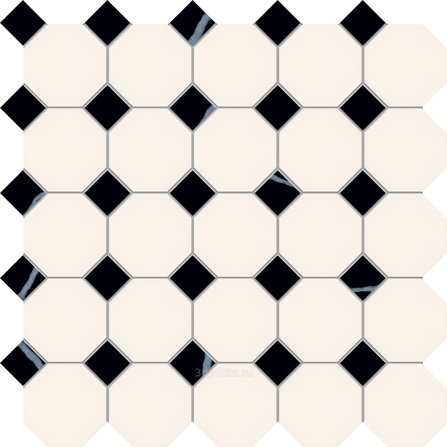 Гранит керамический 4416 oct14-1ch White Octagon 16/Black Dots 14 30x30 см
