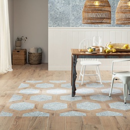 Tubadzin Boho 32,8x89,8, для ванной, керамогранит, стиль: современный, цвет: голубой, Польша, под камень , матовая - фото интерьера 1 - фото 1