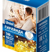 Uniel ULD-S1000 ULD-S1000-100/SCB/3AA WHITE IP20 DEW Гирлянда Китай - фото 1 - фото 4
