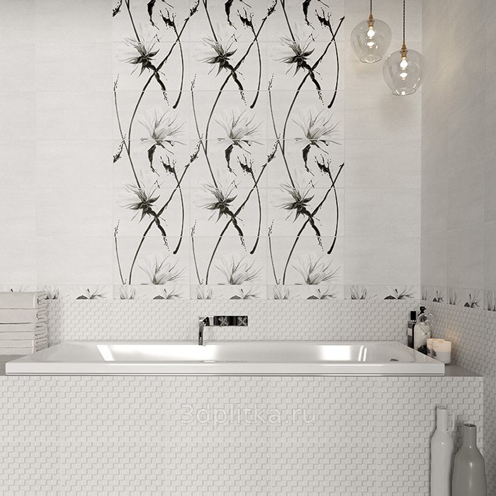 Unitile Картье 25x40, для ванной, керамика, стиль: современный, цвет: серый, Россия, под бетон - фото интерьера 1