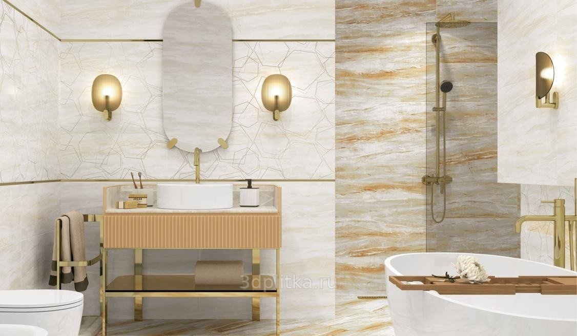 Alma ceramica Denver 60x60 см, керамогранит, Россия, под мрамор - фото интерьера 1