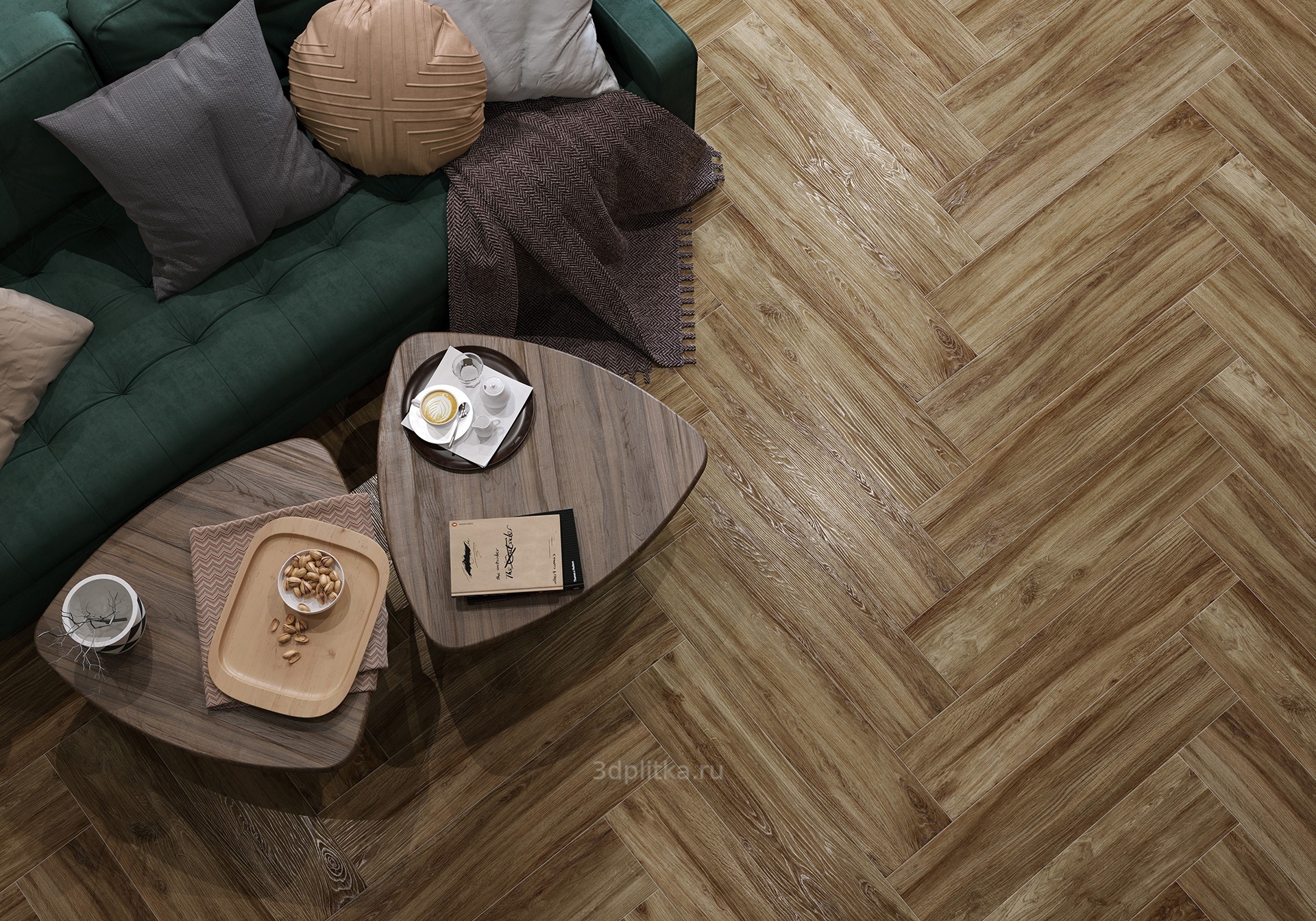 Alma ceramica Sanray 20x90 см, керамогранит, Россия, под дерево - фото интерьера 1