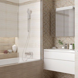 Alma ceramica Lorens 24,3x49,4, для ванной, керамика, стиль: современный, цвет: коричневый, Россия, под камень , матовая - фото интерьера 1 Alma ceramica Lorens 24,3x49,4, для ванной, керамика, стиль: современный, цвет: коричневый, Россия, под камень , матовая - фото интерьера 1 - фото 1