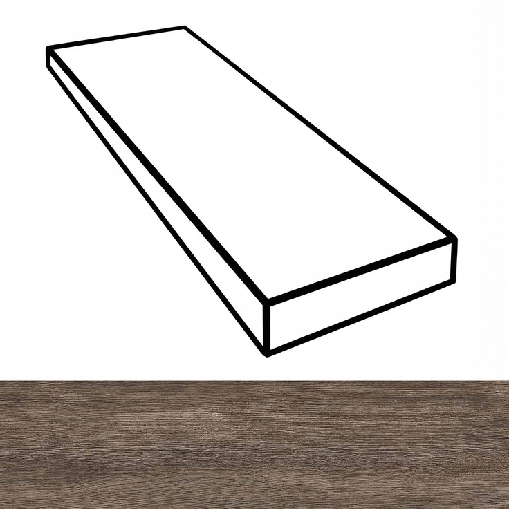 Versace Leatherwood 0020138 Ebony DX nat 3D rett Угловая ступень 32x120 см, Италия, под дерево - фото 1 Versace Leatherwood 0020138 Ebony DX nat 3D rett Угловая ступень 32x120 см, Италия, под дерево - фото 1