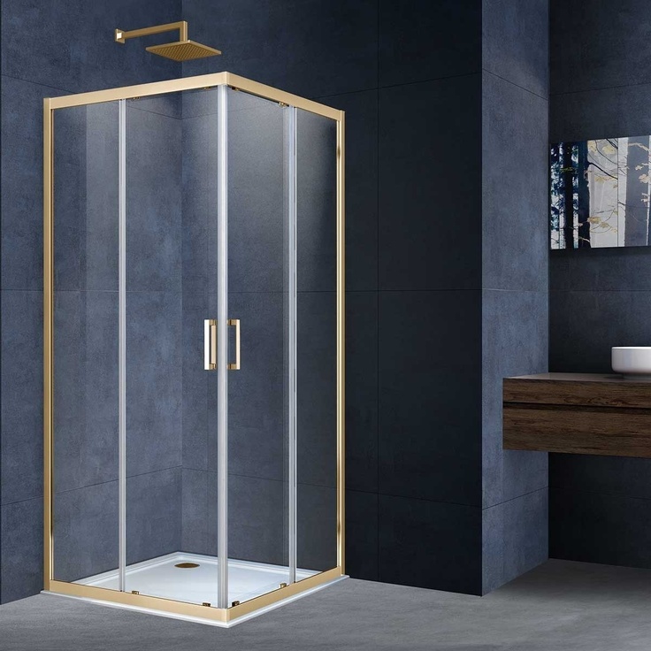 Vincea Alpha VSS-3AL900CLG Прозрачное стекло/Профиль Брашированное золото 90х90 Душевой уголок 90x90x190 см, Италия - фото 1 Vincea Alpha VSS-3AL900CLG Прозрачное стекло/Профиль Брашированное золото 90х90 Душевой уголок 90x90x190 см, Италия - фото 1