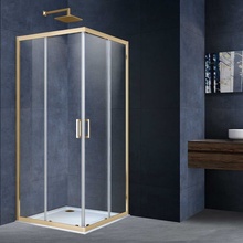 Vincea Alpha VSS-3AL900CLG Прозрачное стекло/Профиль Брашированное золото 90х90 Душевой уголок 90x90x190 см, Италия - фото 1 - фото 1