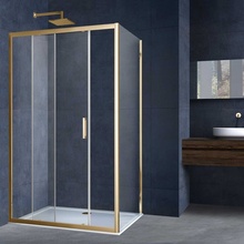 Vincea Alpha VSR-3AL8012CLG Стекло прозрачное/Профиль Брашированное золото 80х120 Душевой уголок 80x120x195 см, Италия - фото 1 - фото 1