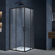 Vincea Alpha VSS-3AL100CLB Прозрачное стекло / Профиль Чёрный матовый 100х100 Душевой уголок 100x100x190 см, Италия - фото 1 - фото 2