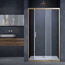 Vincea Alpha VDS-3AL140CLG Прозрачное стекло/Брашированное золото 140 Душевая дверь 0,6x140x190 см, Италия - фото 1 - фото 1