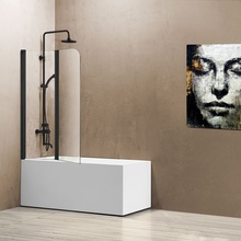 Vincea VSB-12114CLB Прозрачное стекло/Черный 114х140 Шторка для ванны 0,5x114x140 см, Италия - фото 1 - фото 1
