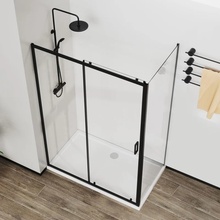Vincea City VSR-5CT9012CLB Прозрачное стекло / Профиль Чёрный матовый 120х90 Душевой уголок 90x120x195 см, Италия - фото 1 - фото 3