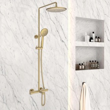 Vincea Desire VSFS-1D1TBG с термостатом, брашированное золото Душевая стойка 56,3x29,4x118,7 см, Италия - фото 1 - фото 2