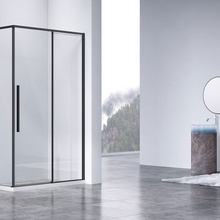 Vincea Slim-N VSR-4SN8011CLB Прозрачное стекло/Профиль Черный 80х110 Душевой уголок 80x110x195 см, Италия - фото 1 - фото 2