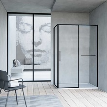 Vincea Slim Soft VSR-1SS8012CLB Прозрачное стекло/Профиль Черный 80х120 Душевой уголок 80x120x200 см, Италия - фото 1 - фото 2