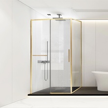 Vincea Slim Soft VSR-1SS9014CLG Стекло прозрачное/Брашированное золото 140х90 Душевой уголок 140x90x200 см, Италия - фото 1 - фото 1