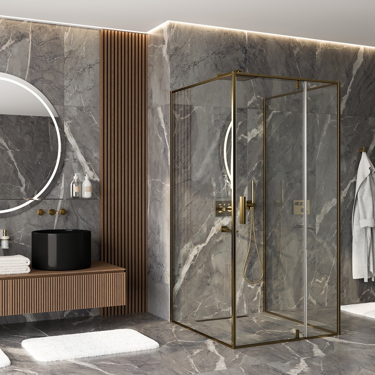 WasserKraft Aisch 55P42 Матовое золото/Прозрачный 100х100 Душевой уголок 100x100x200 см, Германия - фото 1 WasserKraft Aisch 55P42 Матовое золото/Прозрачный 100х100 Душевой уголок 100x100x200 см, Германия - фото 1