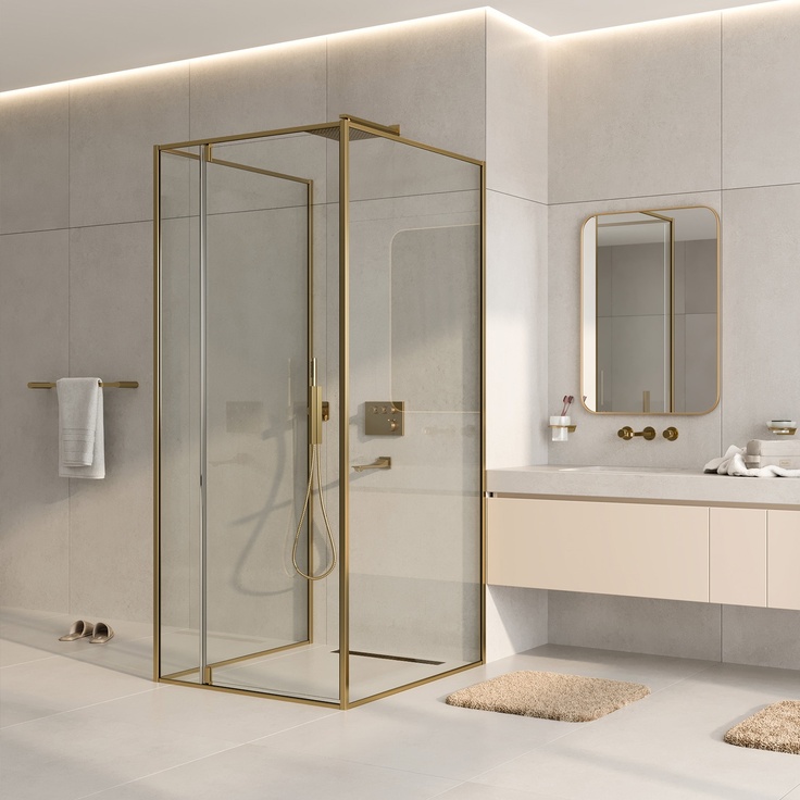 WasserKraft Aisch 55P43 Матовое золото/Прозрачный 90х90 Душевой уголок 90x90x200 см, Германия - фото 1 WasserKraft Aisch 55P43 Матовое золото/Прозрачный 90х90 Душевой уголок 90x90x200 см, Германия - фото 1