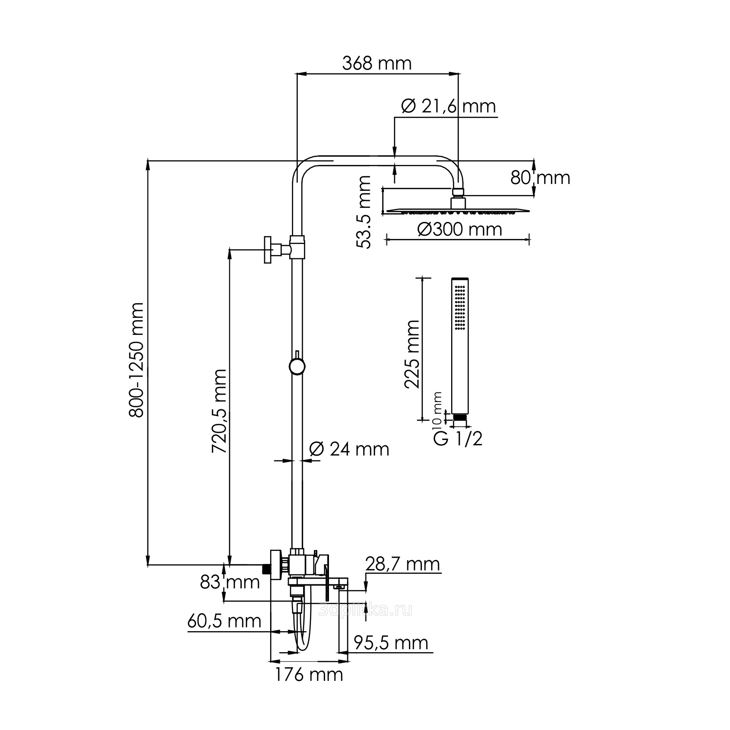 Душевая система wasserkraft a17401 покрытие soft touch