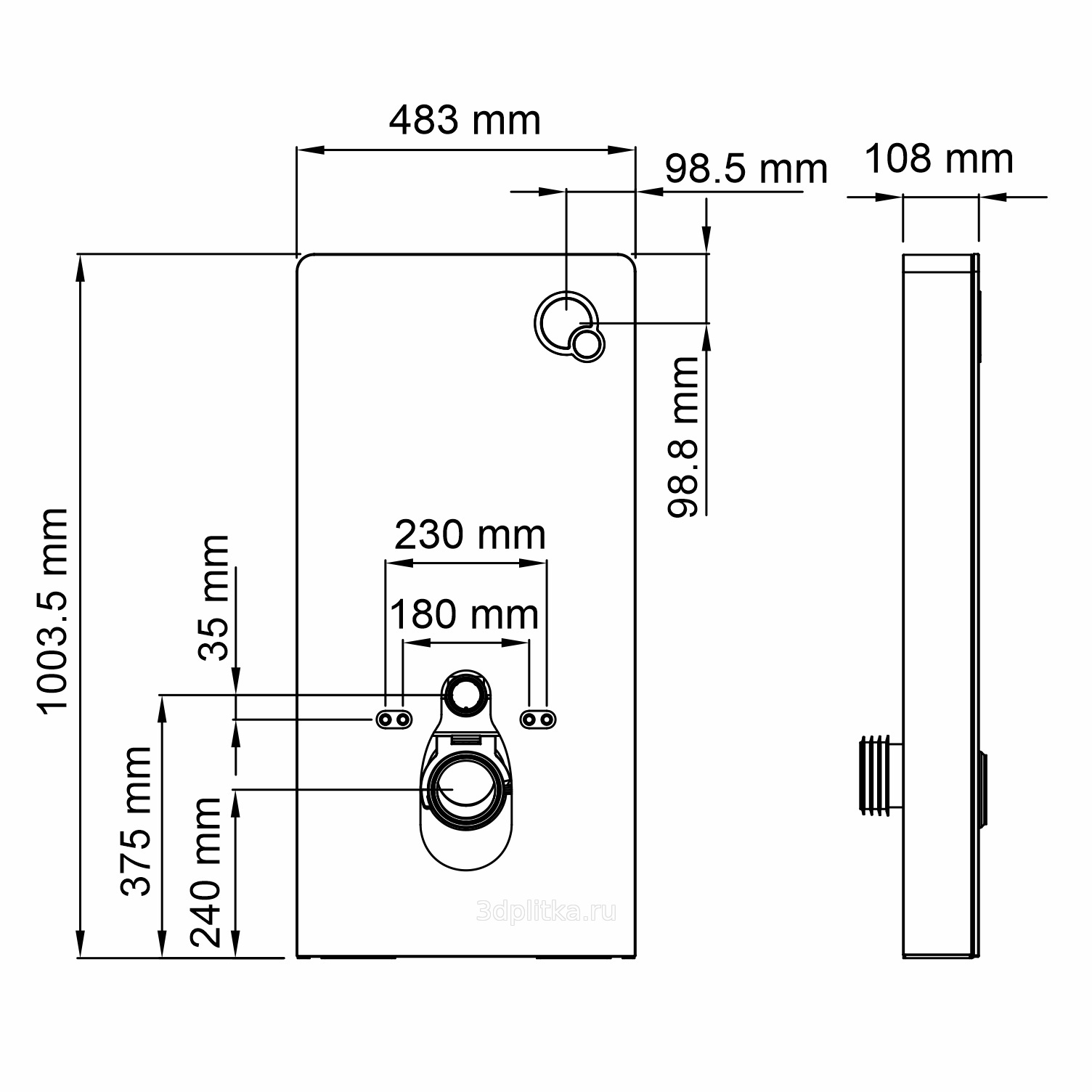 Сантехнический модуль для унитазов WasserKraft Naab 86TLT.040.PE.WH Белый