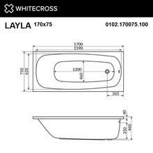 Whitecross LAYLA 0102.170075.100.ULTRANANO.GL 170x75 Акриловая ванна с гидромассажем 170x75 см, Польша - фото 1 - фото 3