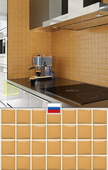 Квадратная плитка для отделки фартука кухни