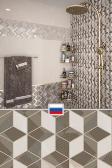 Стандартная ванная комната с мозаикой из ромбов Стандартная ванная комната с мозаикой из ромбов