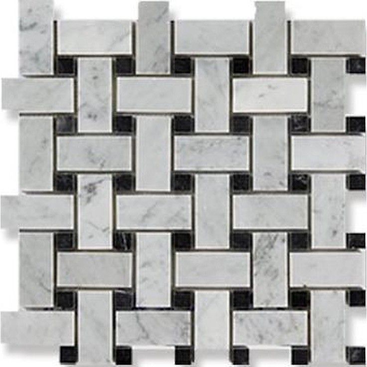 Art&Natura BASKET WEAVE Bianco Carrara + Nero Marquina Мозаика 30,5x30,5 см, Италия, под мозаику - фото 1