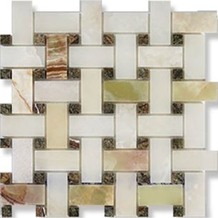 Art&Natura BASKET WEAVE Verde Onix + Rain Forest Green Мозаика 30,5x30,5 см, Италия, под мозаику - фото 1