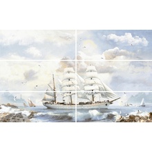 Azori Variete Blue Escadre (6 плиток)  Панно 60,3x101 см, Россия, под обои  - фото 1 - фото 1