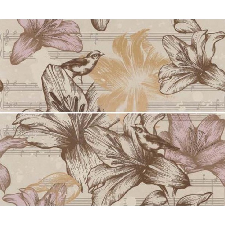 Gracia Ceramica Allegro Beige Панно 50x60 см, Россия, под обои  - фото 1