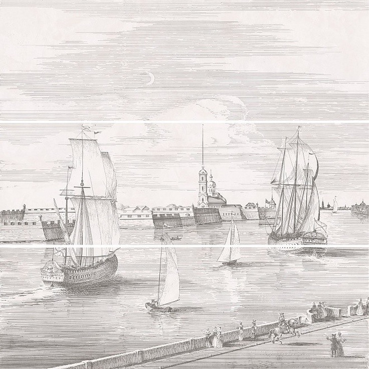 Kerama Marazzi Город на воде 12108R\3x\3F SPb из 3-х частей Панно 75x75 см, Россия, под обои  - фото 1