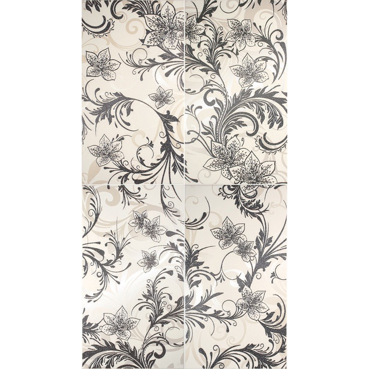 Lasselsberger (LB-Ceramics) Азур 1609-0007 Крем Белый (4 плитки) Панно 50x90 см, Россия, под обои  - фото 1