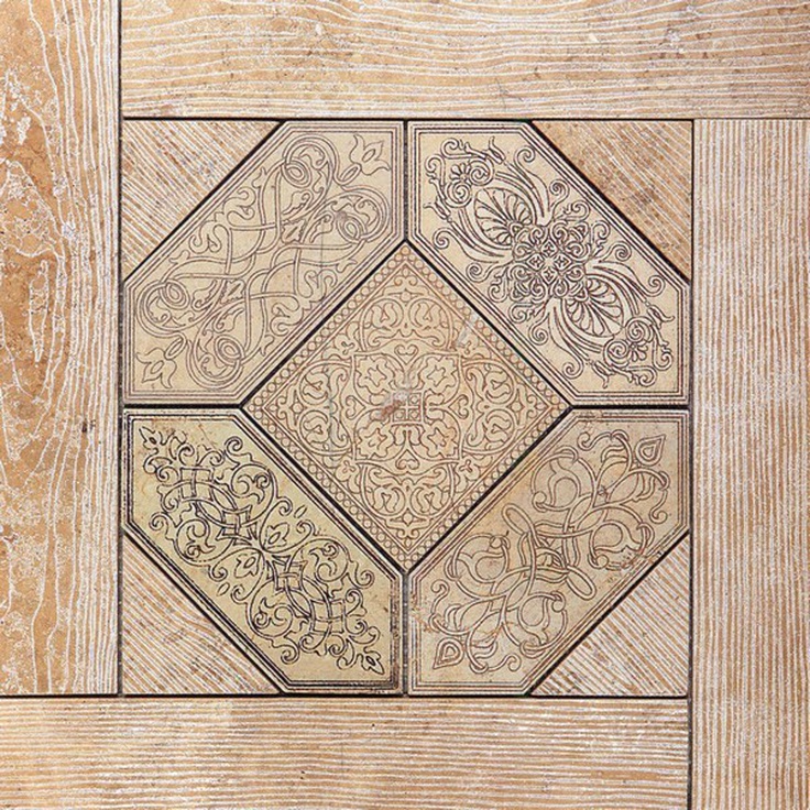 Lithos Quadrotta Bianco/Tr Seppia Напольная плитка 33x33 см, Италия, под дерево - фото 1