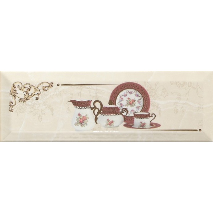 Monopole Ceramica Petra Decor Pranzo Gold C Декор 10x30 см, Испания, под обои  - фото 1