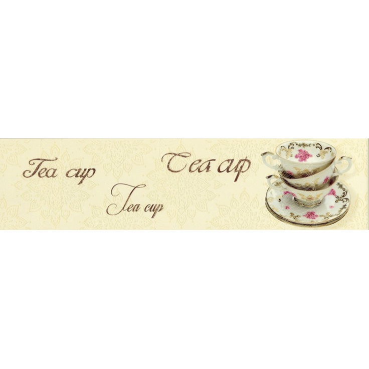 Monopole Ceramica Veronika Tea Cup Crema Декор 10x40 см, Испания, под обои  - фото 1