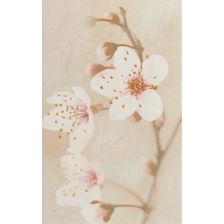 Шахтинская плитка Сакура Декор Коричневый 02 Декор 25x40 см, Россия, под обои  - фото 1